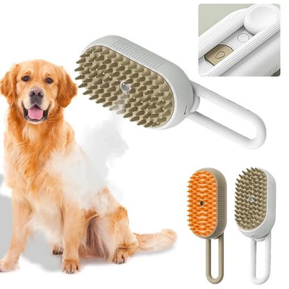 FDIDY 3 in 1 Cat Steam Brush for Shedding Portable Anti-Static Grooming Comb for Cats & Dogs Steam Misting Water Brush Self-Cleaning Pet Hair Remover Indoor Cat Spray Brushes for Cats & Dogs