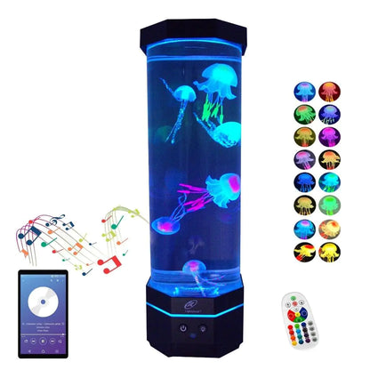 Lightahead LED Sensory Jellyfish Lamp with Bluetooth Speaker and Color Changing Light Effects. Majestic and Standing Tall at 16 Inches! Large (16 Inches Tall)