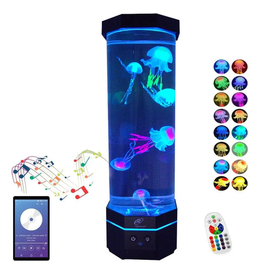 Lightahead LED Sensory Jellyfish Lamp with Bluetooth Speaker and Color Changing Light Effects. Majestic and Standing Tall at 16 Inches! Large (16 Inches Tall)