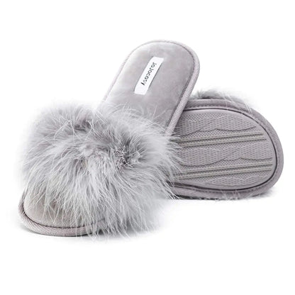 JOJOCOSY Extreme Plush Lady’s Sexy Slip-on Comfortable Slippers Women’s Fluffy Indoor Open-toe Scuff (Cloud Medium)