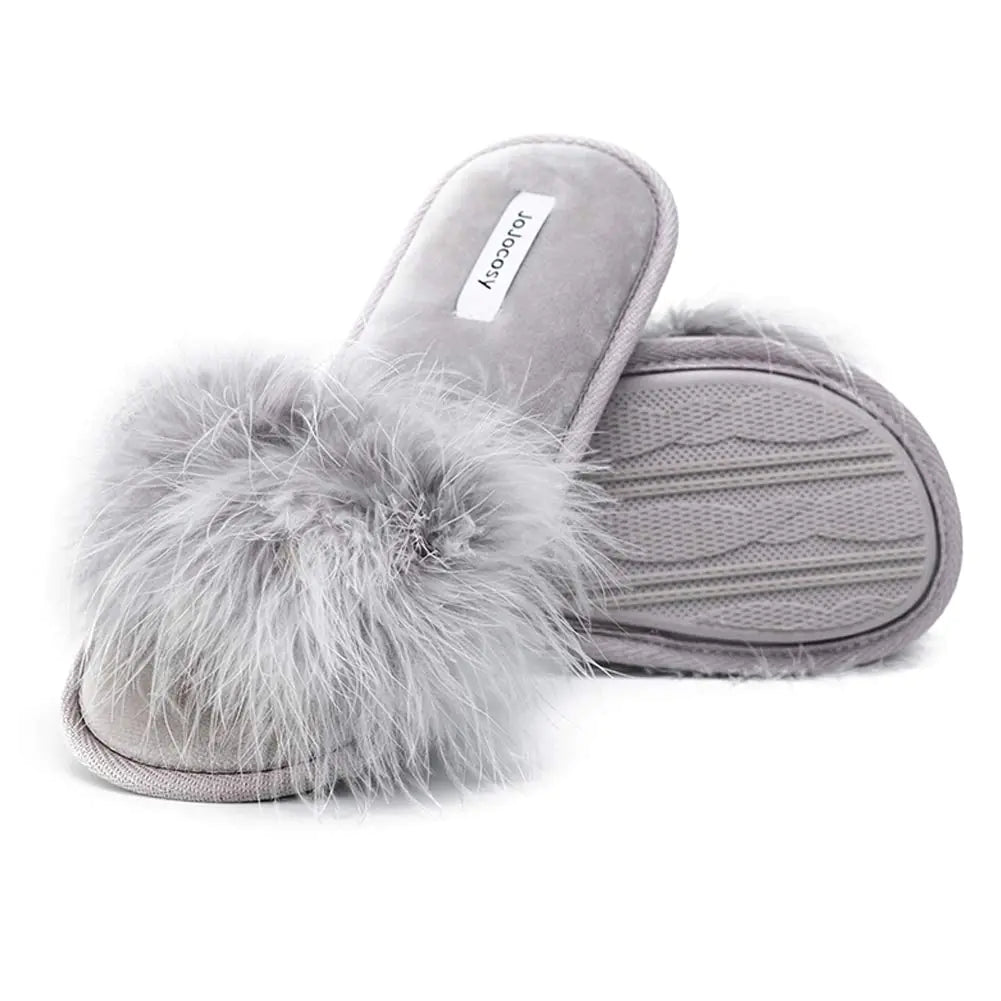 JOJOCOSY Extreme Plush Lady’s Sexy Slip-on Comfortable Slippers Women’s Fluffy Indoor Open-toe Scuff (Cloud Medium)