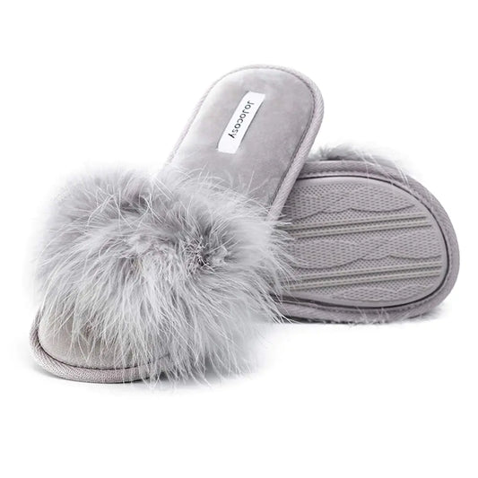 JOJOCOSY Extreme Plush Lady’s Sexy Slip-on Comfortable Slippers Women’s Fluffy Indoor Open-toe Scuff (Cloud Medium)