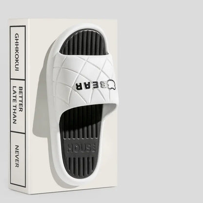 Women's Anti-Slip Striped Bear House Slippers for Summer