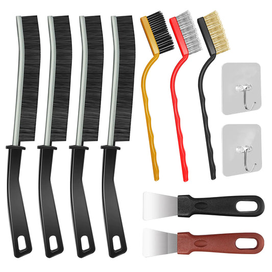 Hard Bristle Crevice Cleaning Brush 11 Pcs Multifunctional Gap Cleaning Brush Tool Kits for Household Full Sets Crevice Cleaning Brush for Kitchen Bathroom Toilet Crevice Practical and Durable