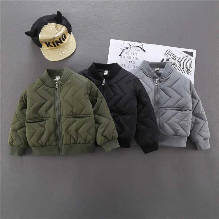 Kids' Cotton Baseball Jackets for Autumn and Winter