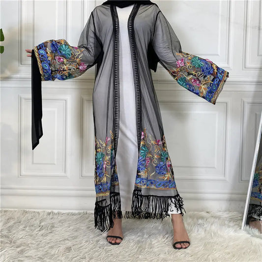 Embroidered Mesh Gown for Women Cardigan