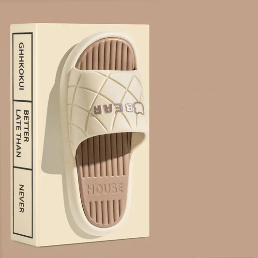 Women's Anti-Slip Striped Bear House Slippers for Summer