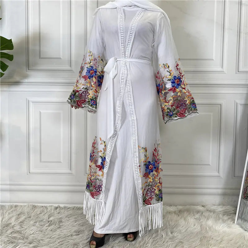 Embroidered Mesh Gown for Women Cardigan