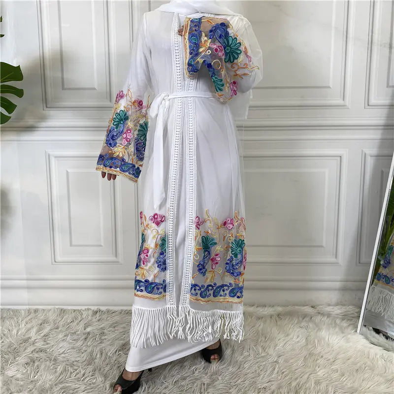 Embroidered Mesh Gown for Women Cardigan