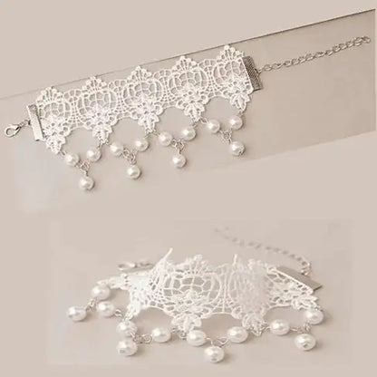 The Touch Of Vintage Victorian Style Crochet Necklace and Bracelet Set