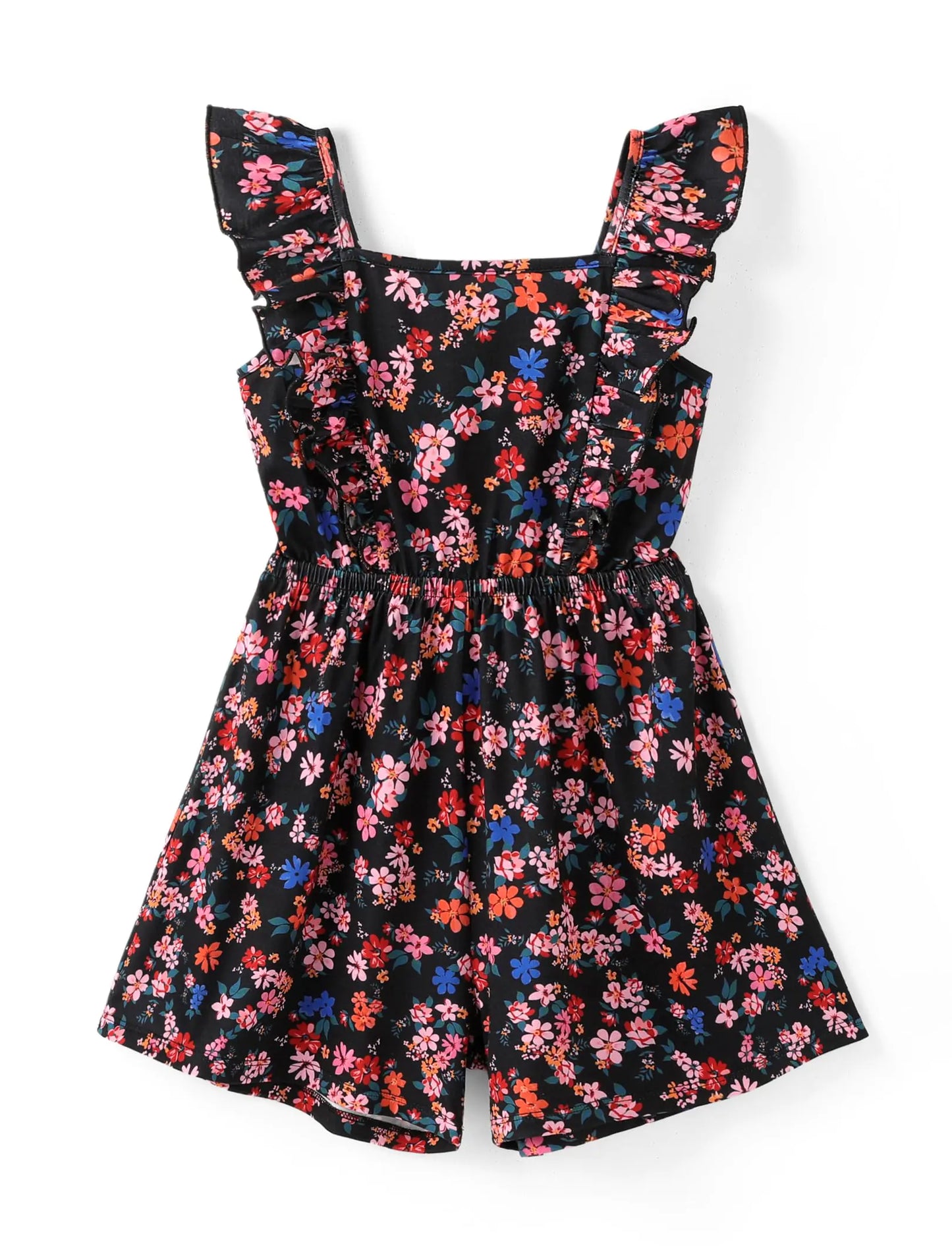 PATPAT Spaghetti Strap Romper Square Neck Romper Short Overalls Backless Romper Sleeveless Jumpsuit Tropical Jumpsuit Floral Romper Girls Jumpsuits Size 8-10 Girls Jumpsuit 11-12 Years